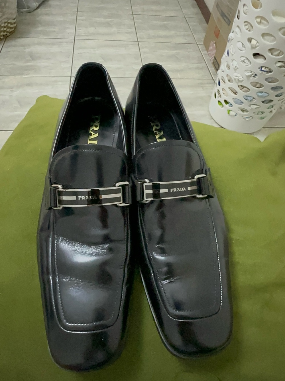 Prada Black Patent Leather Slip-On Loafers with Logo Bar - Picture 9 of 9
